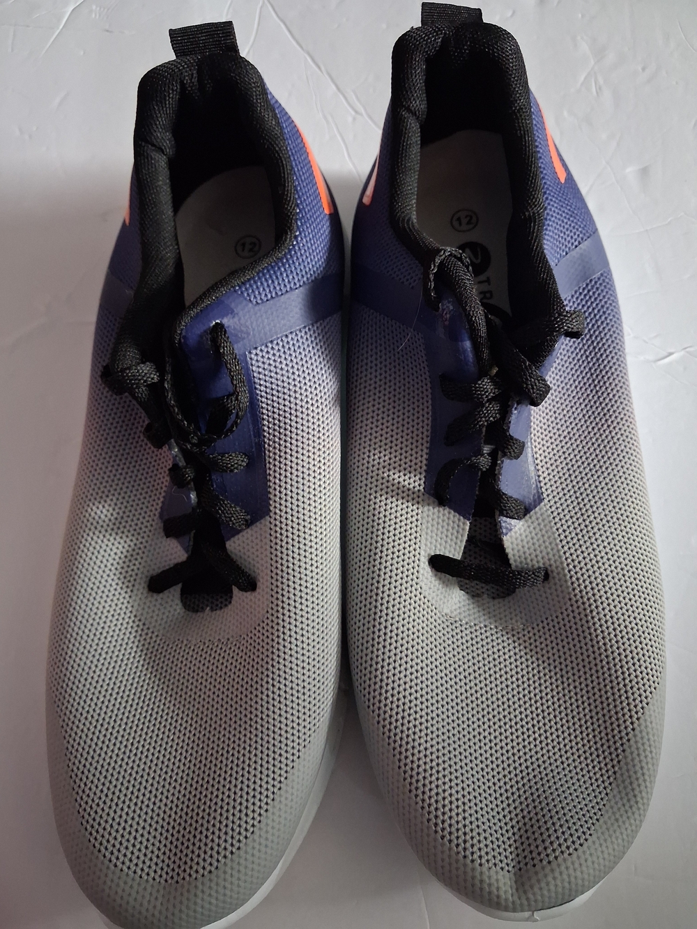Men's Athletic River Sneakers in Gray and Blue with Orange Accent